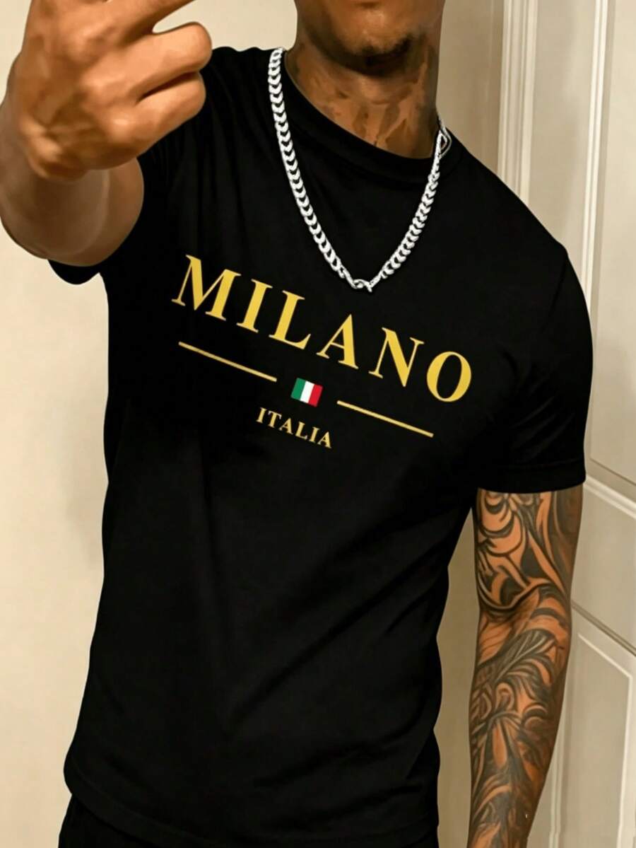 Home Gym Gold - Мужская хлопковая футболка Gold Milano с